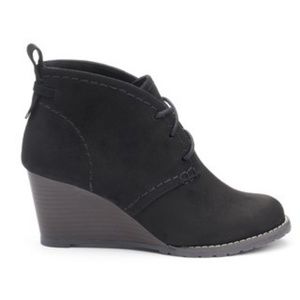 Black wedge booties